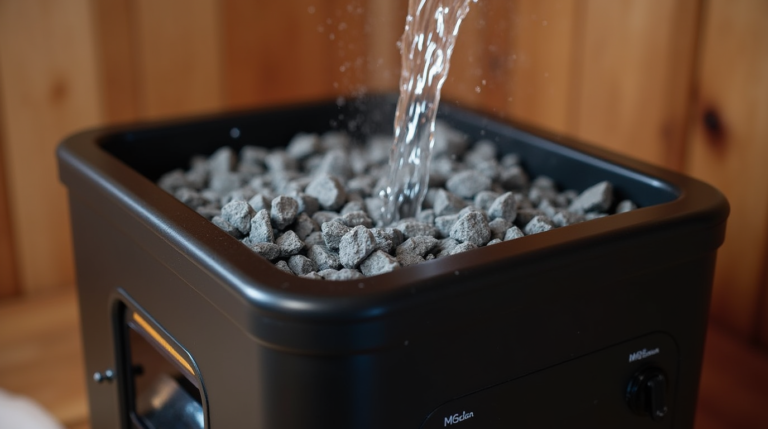 Bastuaggregat med stenar