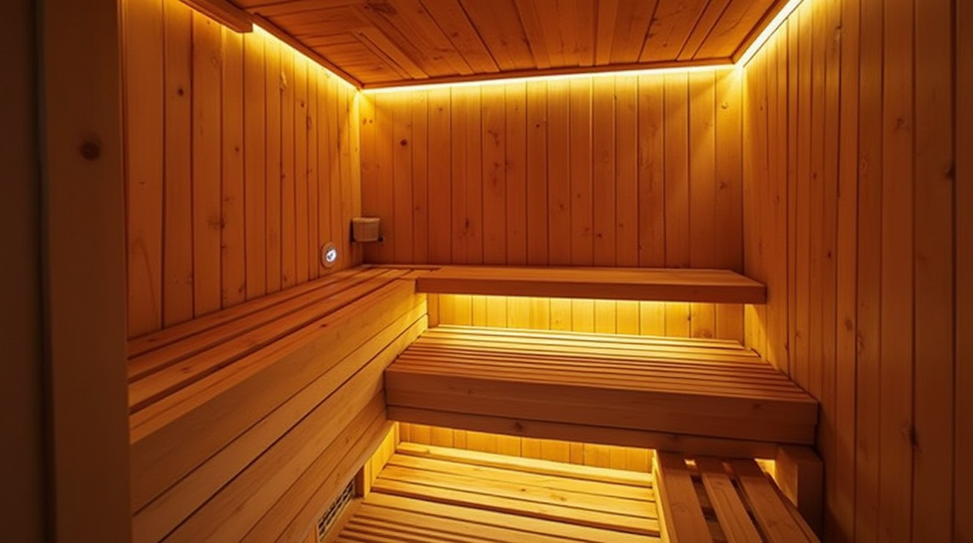 Bastubelysning upplyst